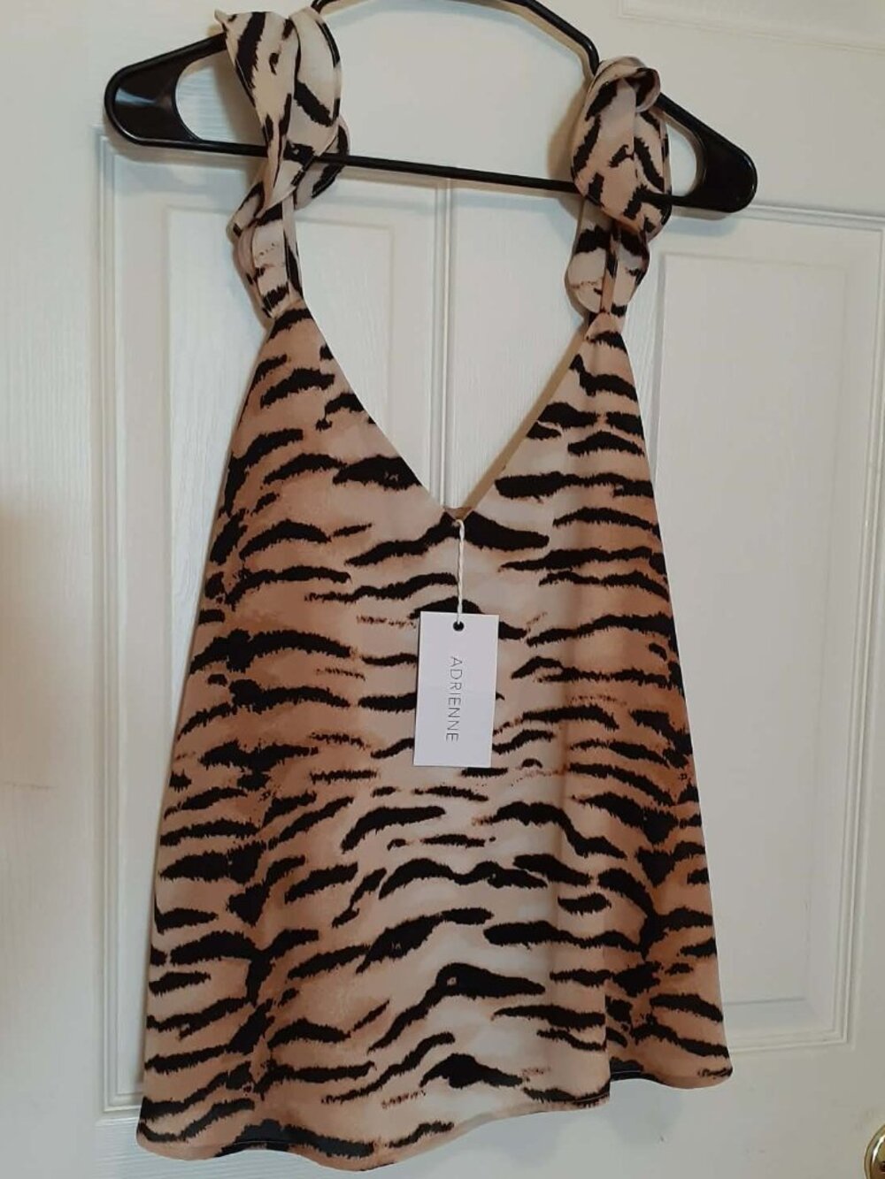 ADRIENNE Fierce Tiger Print Flutter Tank Top